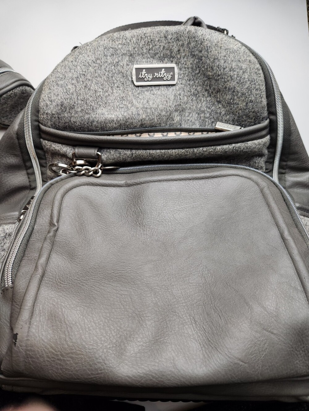 Itzy Ritzy Heathered Gray Boss Plus Diaper Backpack - Picture 2 of 15